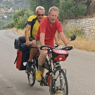 Diego Cossotto, sul tandem, ideatore e protagonista del viaggio verso il Marocco