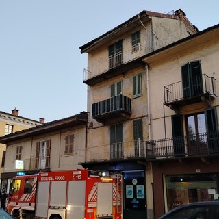 I vigili del fuoco di Luserna San Giovanni sul posto