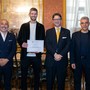 Andrea Vavassori premiato a Palazzo Lascaris dopo il successo agli Us Open