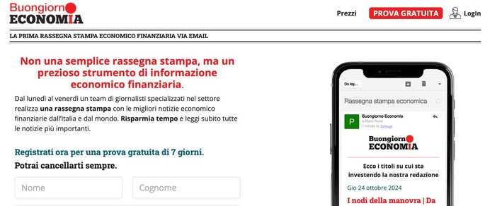 Nasce Buongiorno Economia, il primo servizio di rassegna stampa verticale ragionato